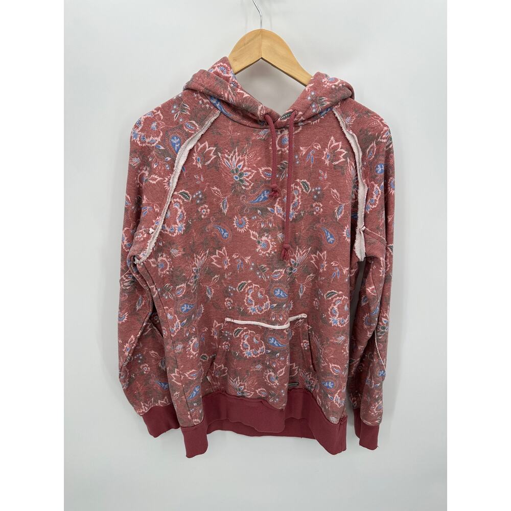Hooey‎ "Chaparral" Marsala Floral Print Hoodie Pullover Sweatshirt Women Medium